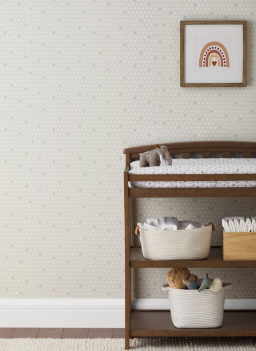 changing table with wallpaper