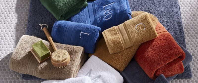 Image of colorful towels on a bath mat