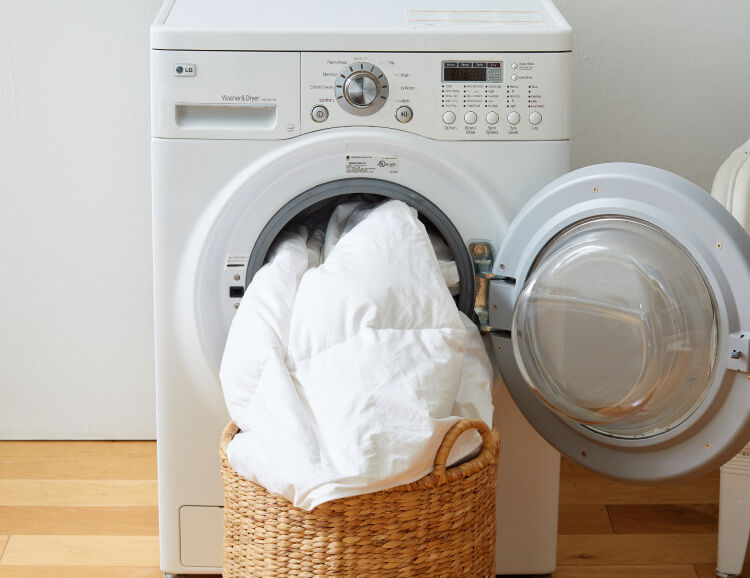 Comforter coming out of a washing machine