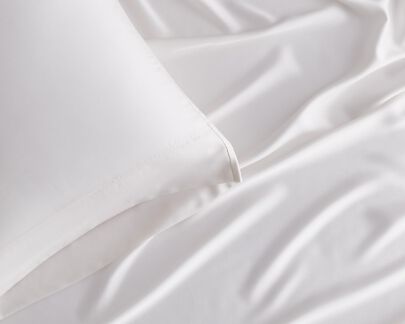 Closeup of white lyocell bedding