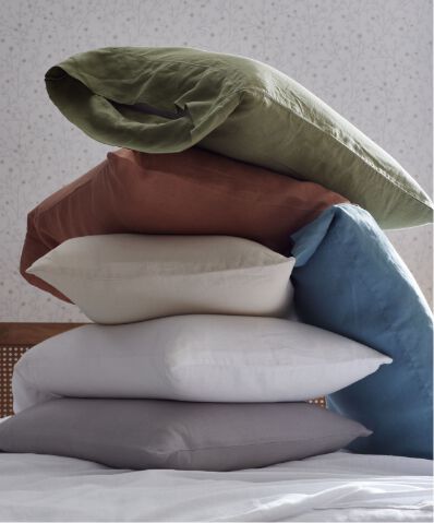 Stacked Linen Pillowcases