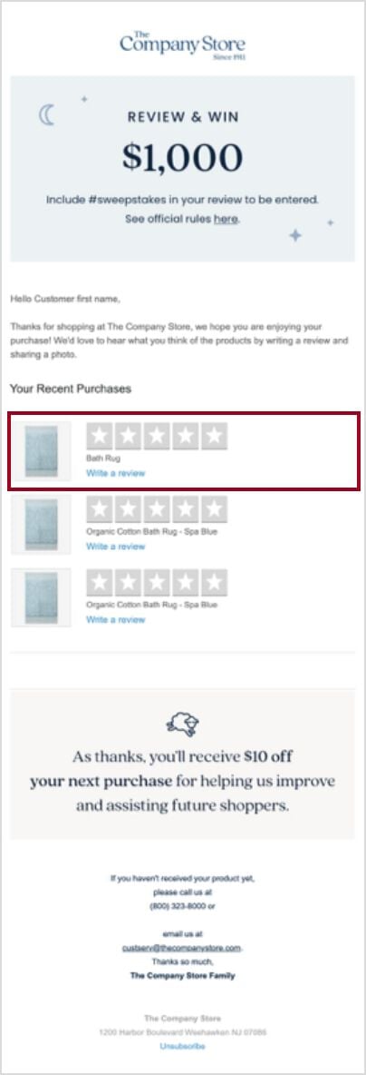 screenshot example of the review page
