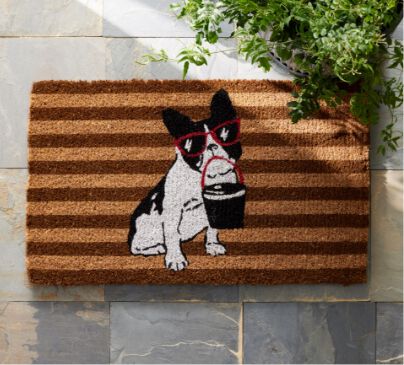 Coir door mat with dog